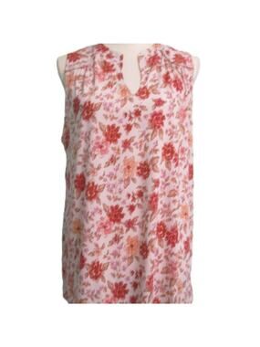 Beacon Apparel Cottage-Core Floral Sleeveless Stretch Blouse-XL-EUC